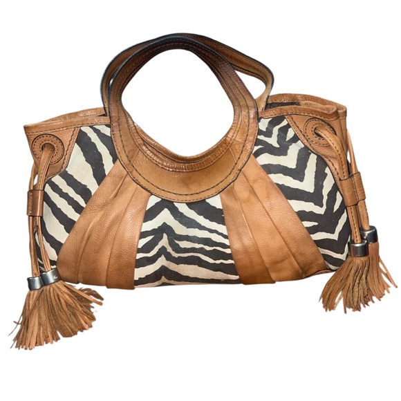 Fossil Fifty Four Tan and Black Shoulder Bag with Zebra Print - Picture 1 of 4